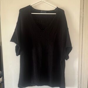 ASOS Black Oversized Boxy Short Sleeve Knit Top Cotton blend
